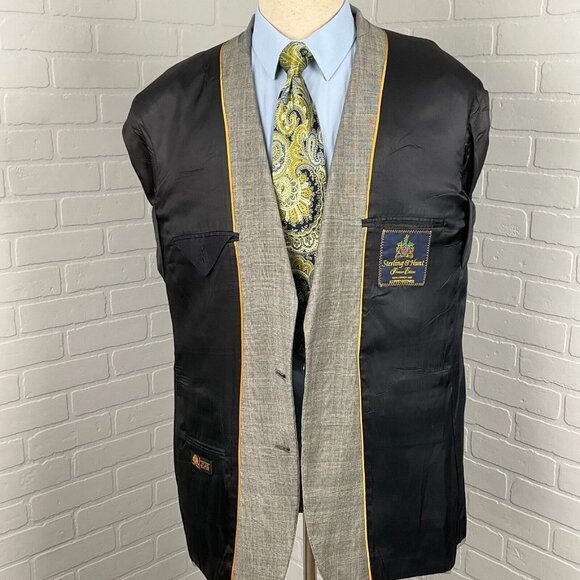 Sterling & Hunt Kuppenheimer Blazer Men‎ 44 Black White Plaid Premier Ed USA VTG - Picture 7 of 16
